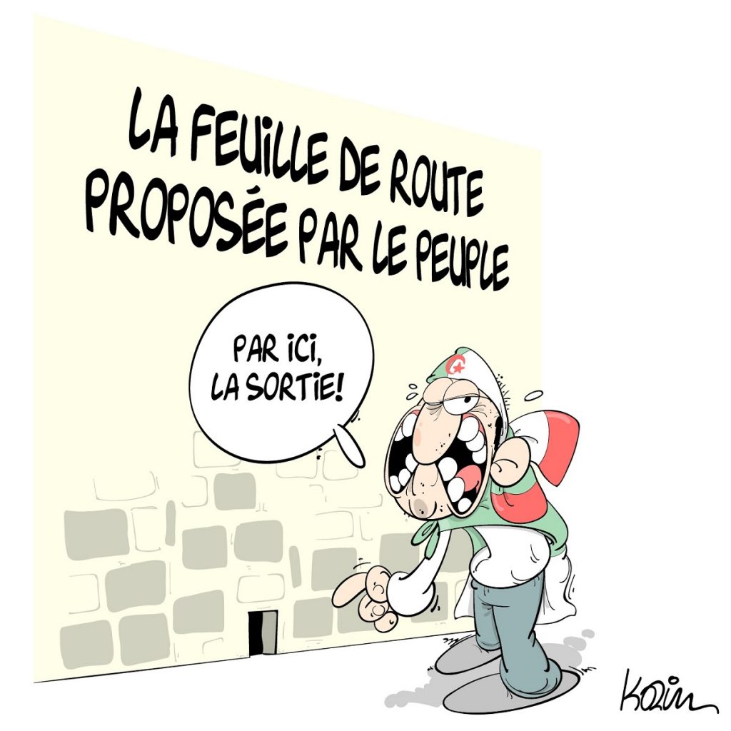 dessin d’actualité humoristique sur la démission d’Abdelaziz Bouteflika provoquée par la révolte du peuple