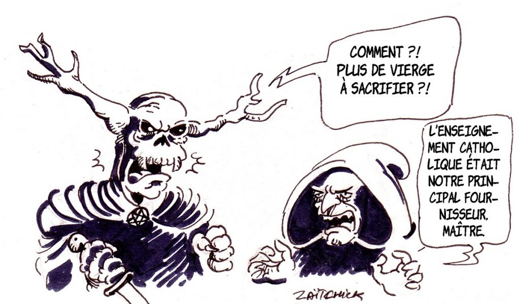 dessin d’actualité humoristique sur l’enseignement catholique