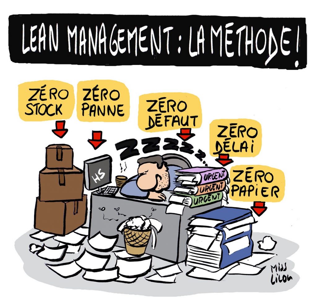 dessin d’actualité humoristique sur la méthode de lean management