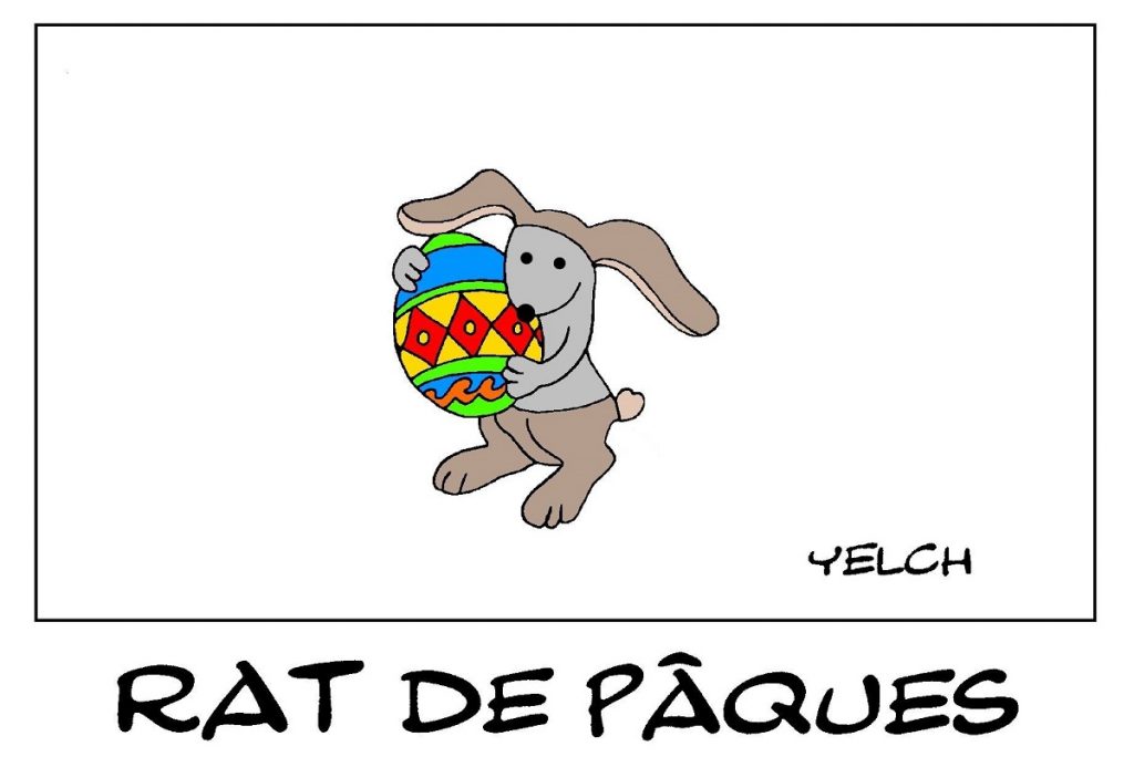 dessin de Yelch sur les fêtes de Pâques et le lapin de Pâques