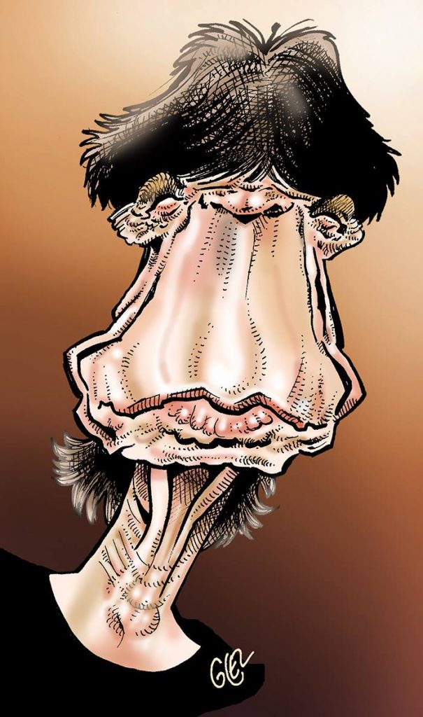 caricature-portrait de Mick Jagger par Glez