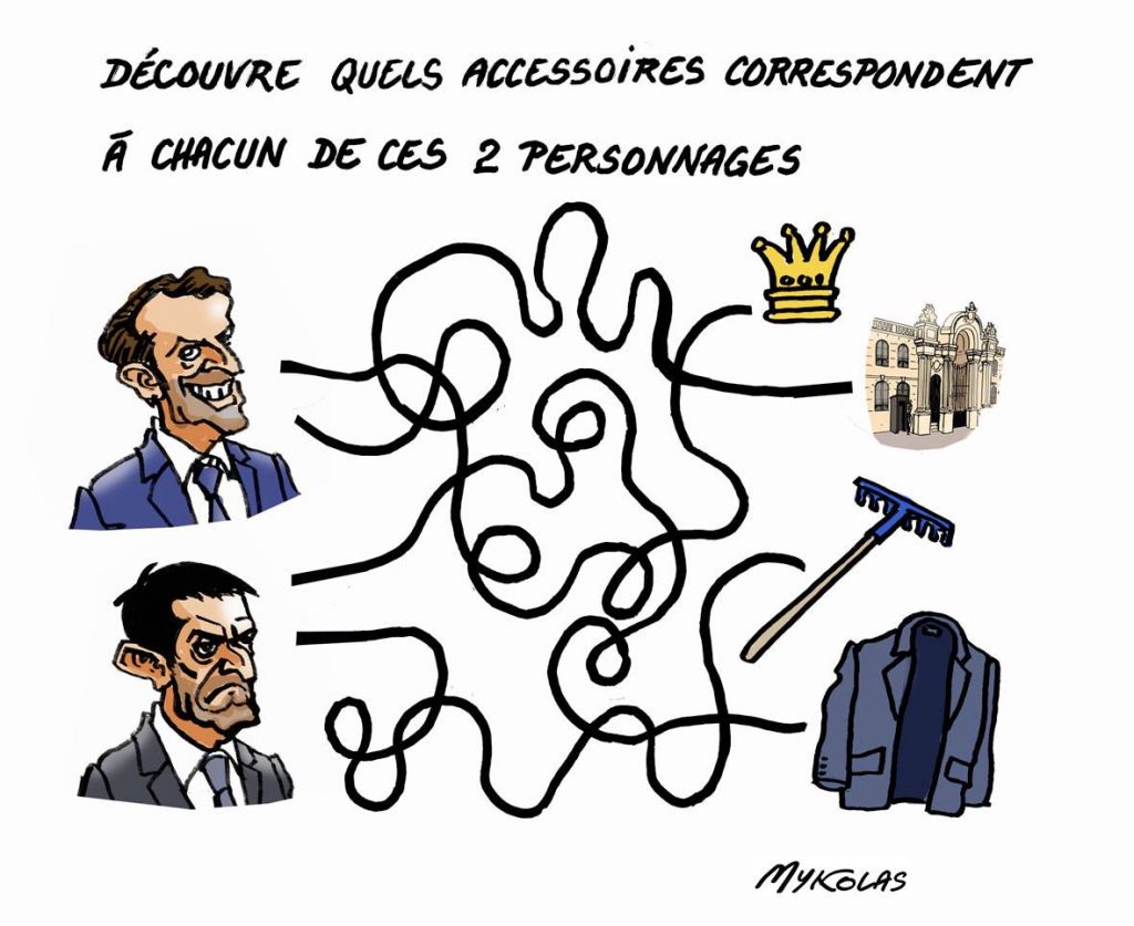 dessin d’actualité humoristique sur Emmanuel Macron et les résultats des élections européennes, ainsi que Manuel Valls et le résultat des élections à Barcelone