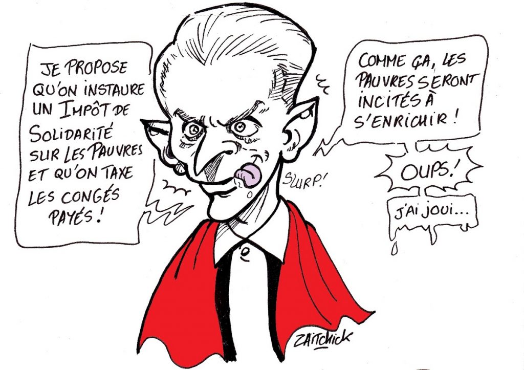 dessin d'actualité humoristique sur les avis de Christophe Barbier