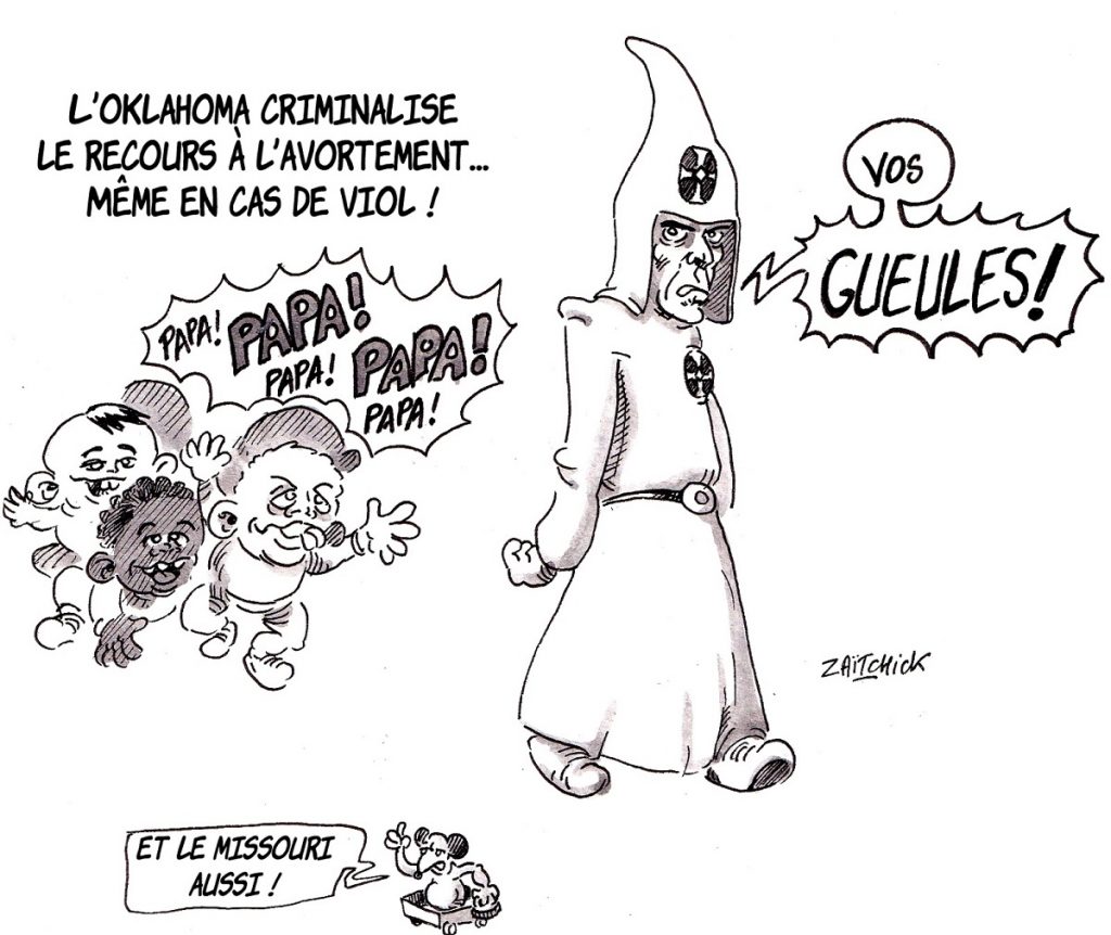 dessin d'actualité humoristique sur la criminalisation de l’avortement en Oklahoma