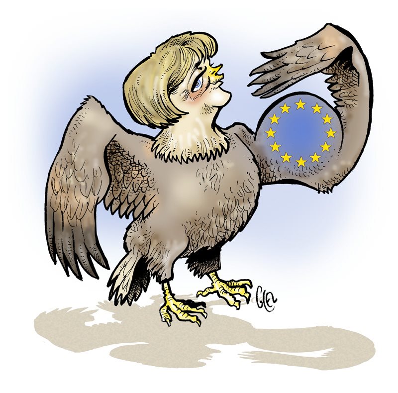dessin humoristique sur le déplacement d’Angela Merkel à Ouagadougou