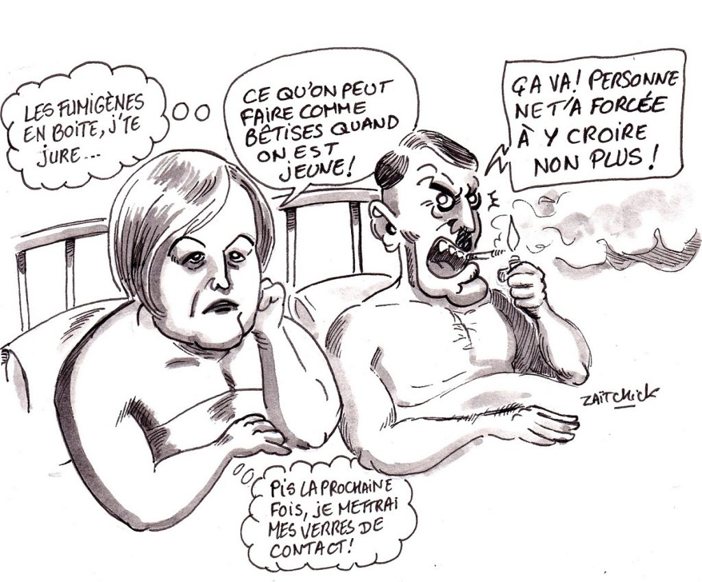 dessin d'actualité humoristique sur "l'erreur de jeunesse" de Nathalie Loiseau et ses liaisons avec l'extrême-droite