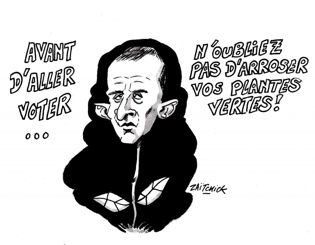 dessin d'actualité humoristique sur les élections européennes et Benoît Hamon