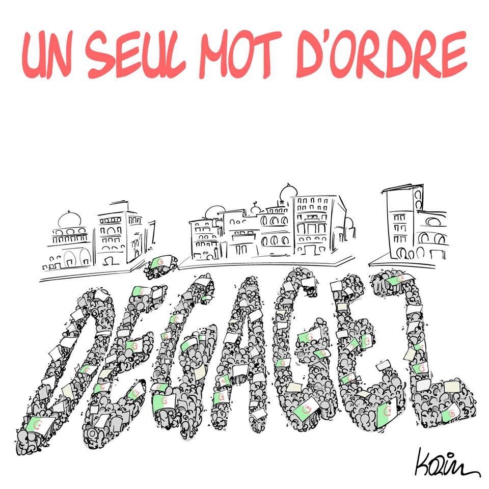 dessin d’actualité humoristique sur le mouvement populaire en Algérie
