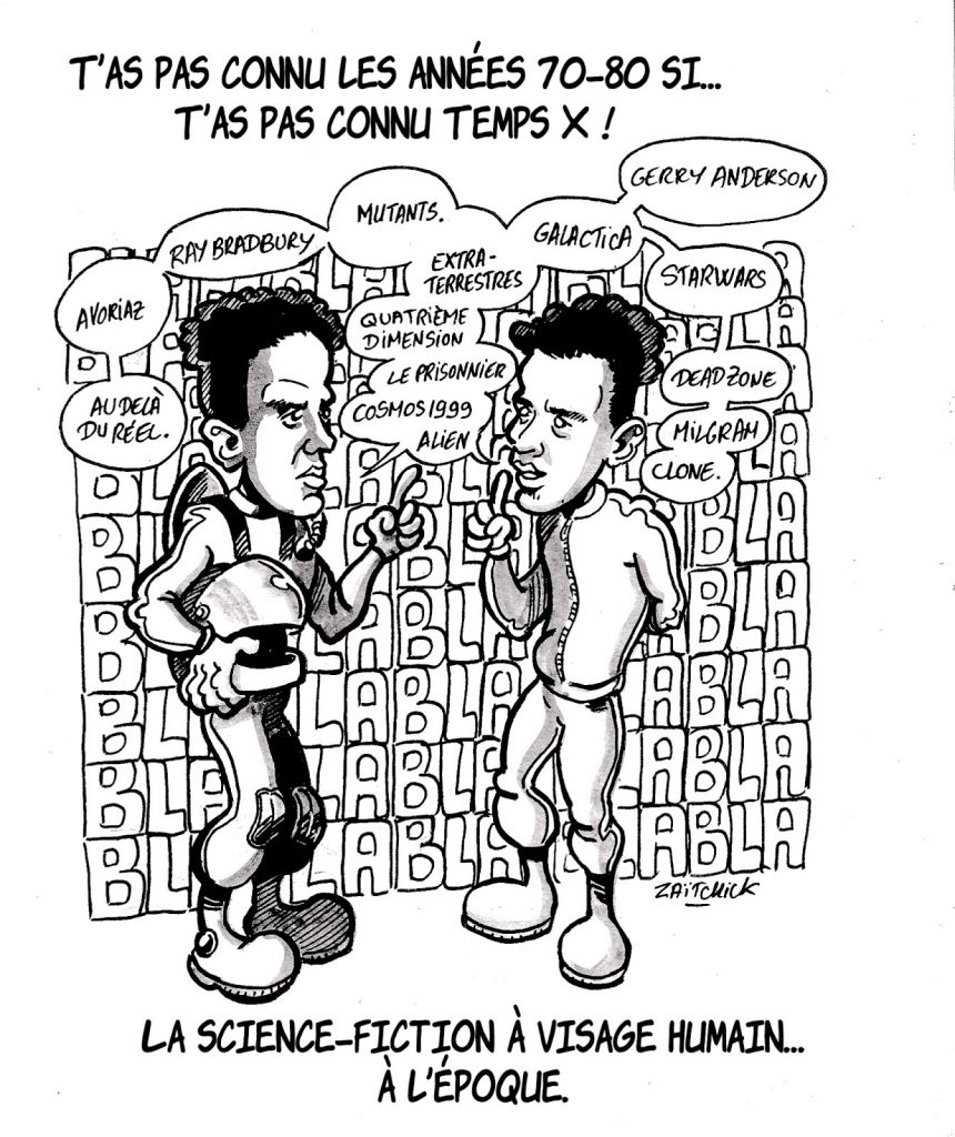 dessin humoristique sur les années 70-80 et l'émission Temps X animée par Igor et Grichka Bogdanoff