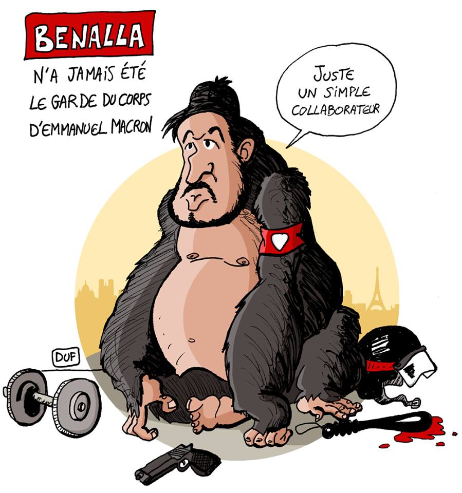 dessin d'actualité humoristique sur l’affaire Alexandre Benalla