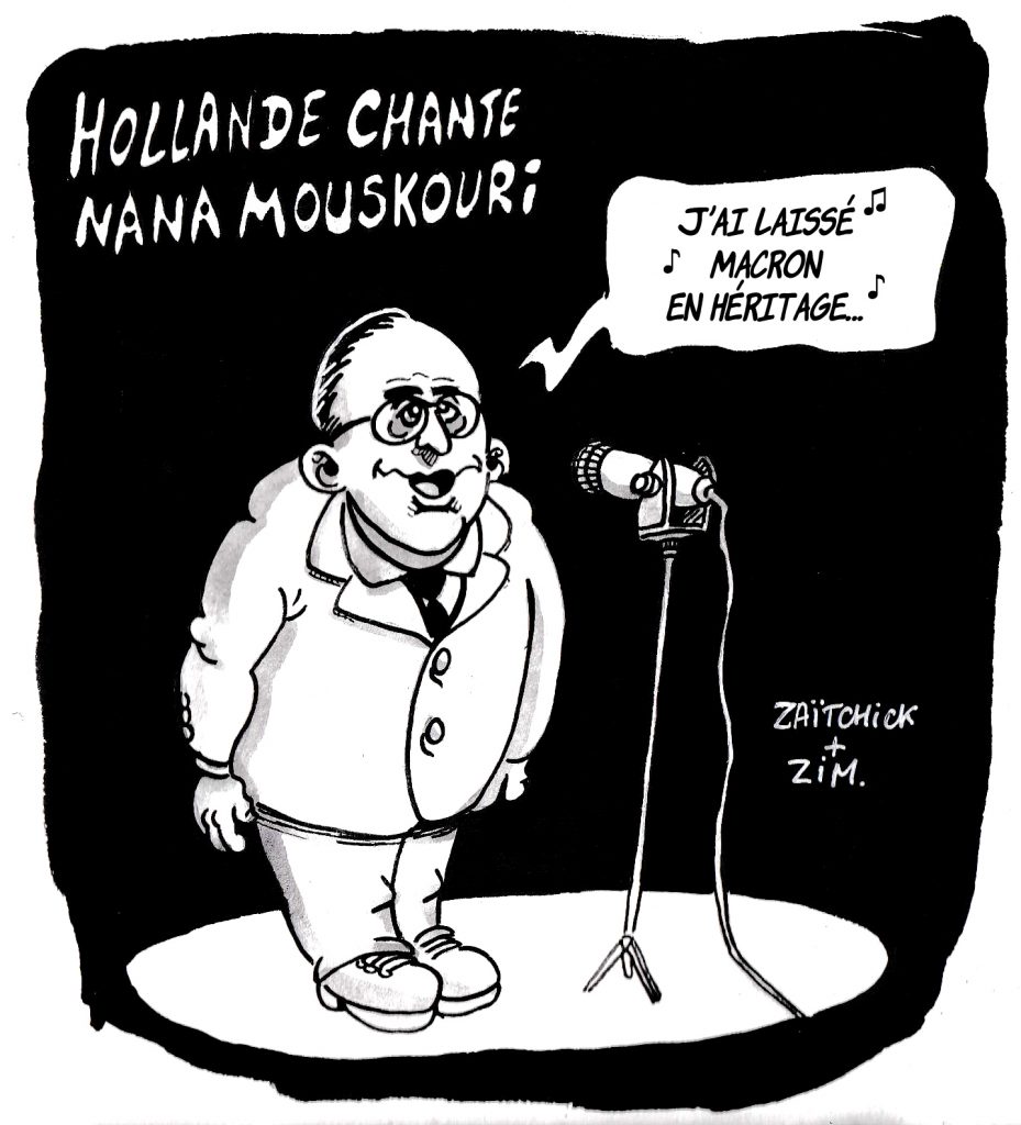 dessin humoristique sur François Hollande interprétant Nana Moukouri