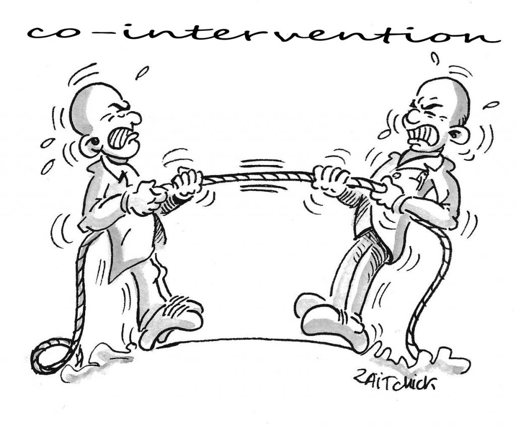 dessin d’actualité humoristique sur la co-intervention