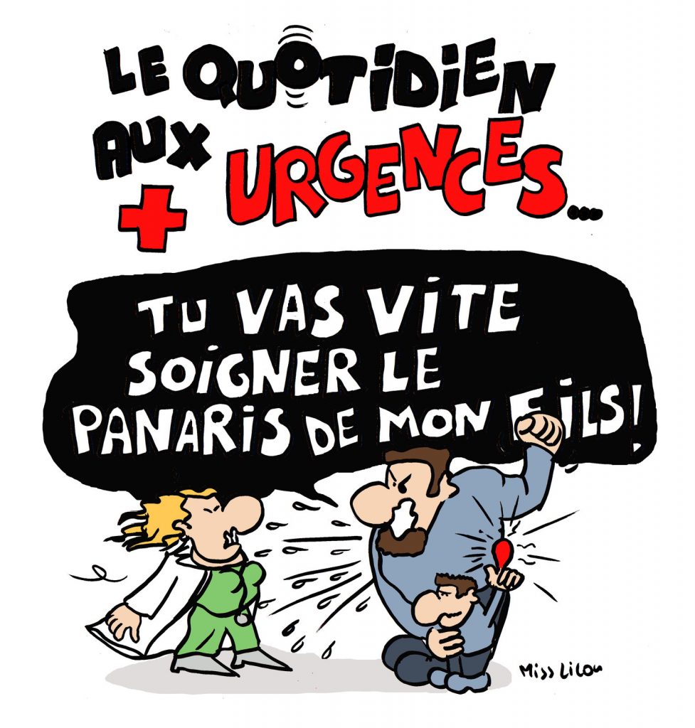 dessin de Miss Lilou sur le quotidien dans les services d’urgences