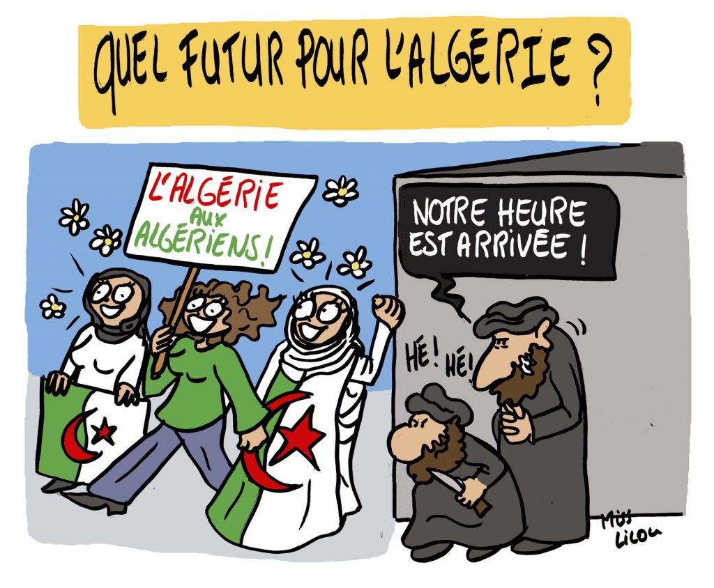 dessin de Miss Lilou sur l’avenir incertain de l’Algérie après le mouvement populaire