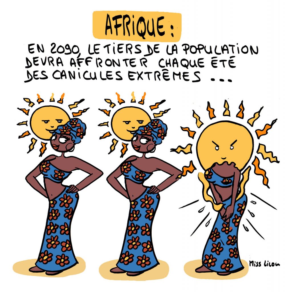 dessin de Miss Lilou sur les futures canicules en Afrique