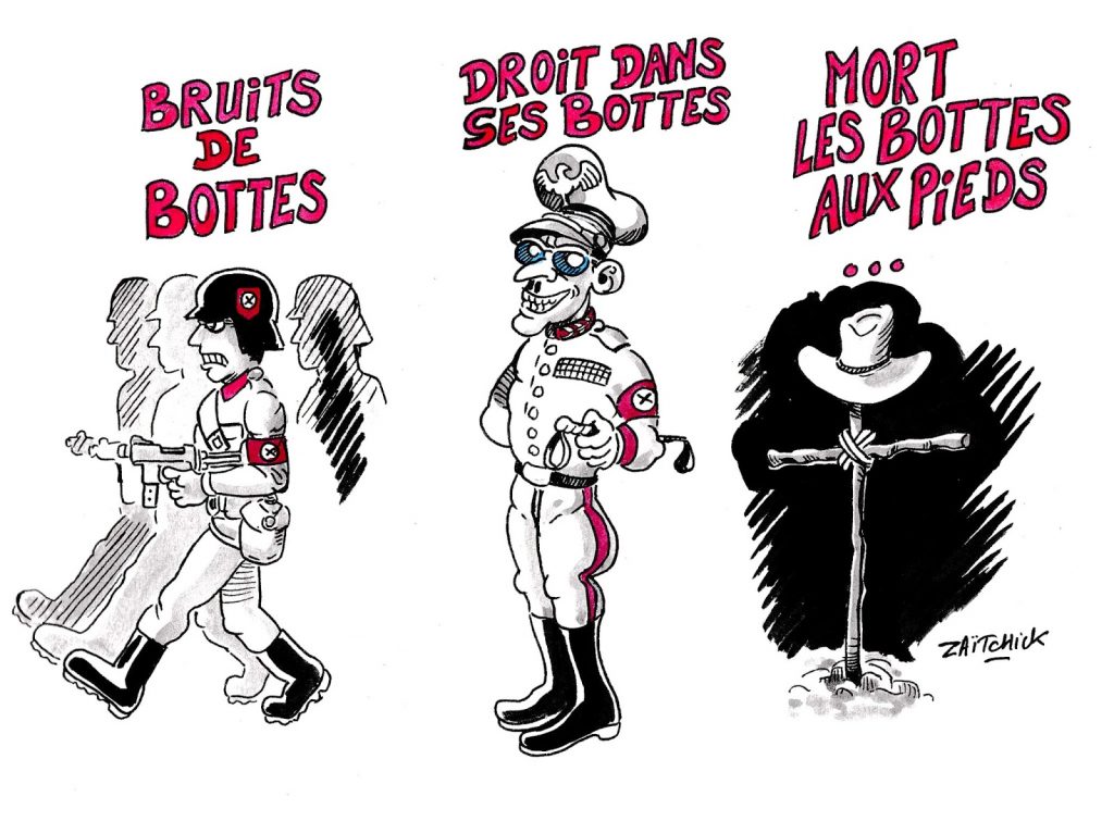 dessin humoristique sur les gens droits dans leurs bottes