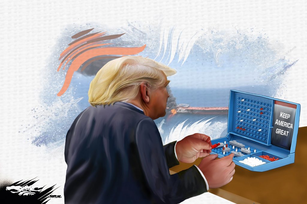 dessin d’actualité humoristique sur les tensions entre l’Iran et les États-Unis
