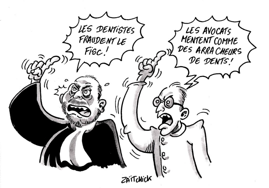 dessin humoristique sur Éric Dupond-Moretti qui parle de la fraude fiscale