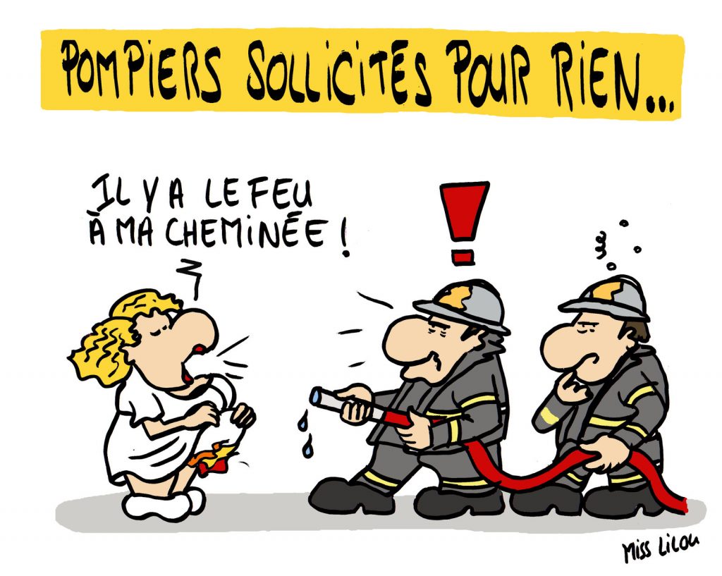 dessin de Miss Lilou sur les gens qui appellent les pompiers pour un rien