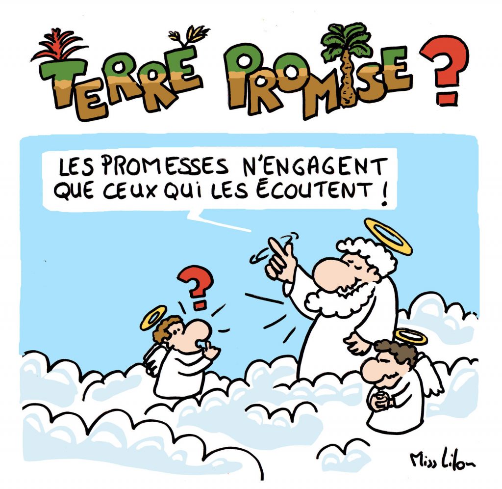 dessin de Miss Lilou sur les religions et la terre promise