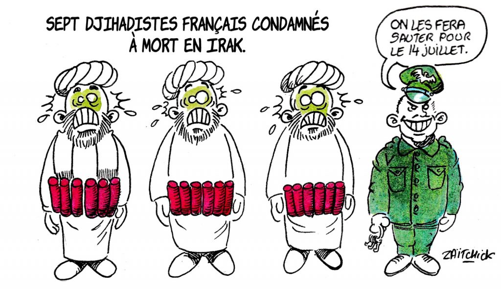 dessin humoristique sur la condamnation à mort de sept djihadistes français en Irak