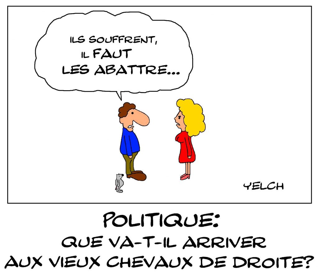 dessin de Yelch sur les hommes politiques des vieux partis de droite