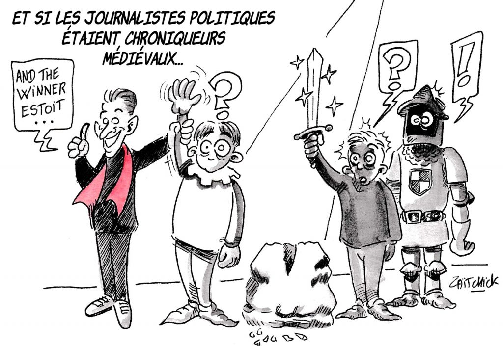 dessin d’actualité humoristique sur les journalistes politiques