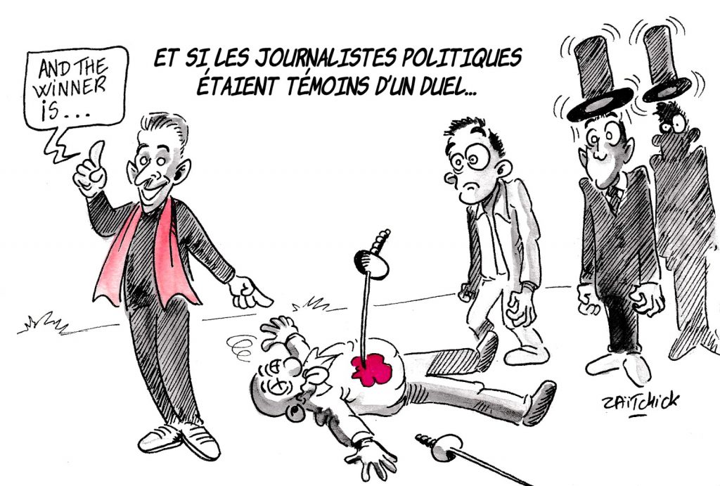 dessin d’actualité humoristique sur les journalistes politiques