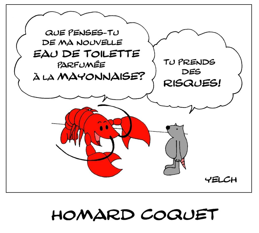 dessin de Yelch sur les homards parfumés à la mayonnaise