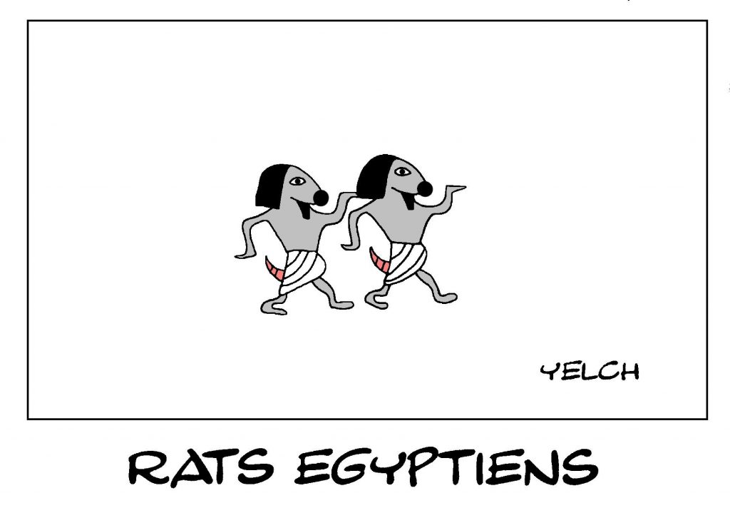 dessin de Yelch sur les rats de l’Égypte Antique