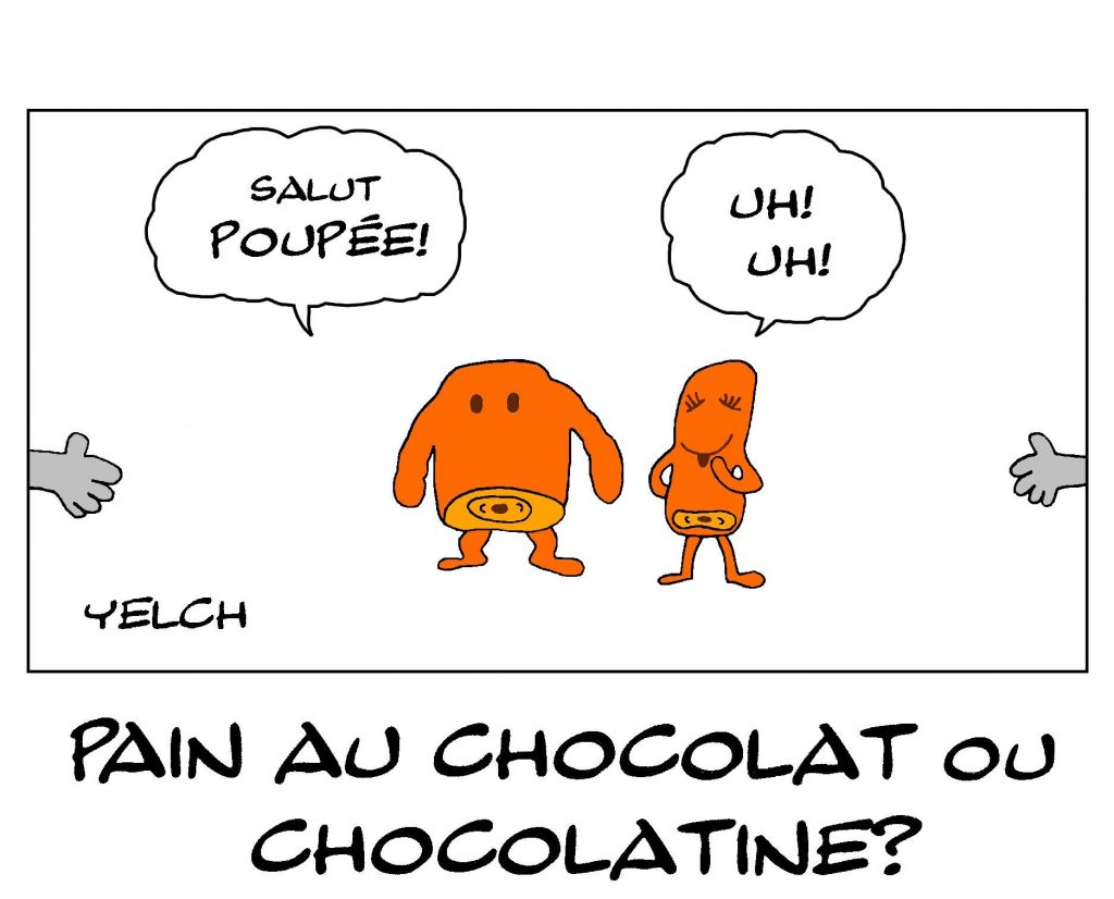 dessin de Yelch sur la controverse entre pain au chocolat et chocolatine