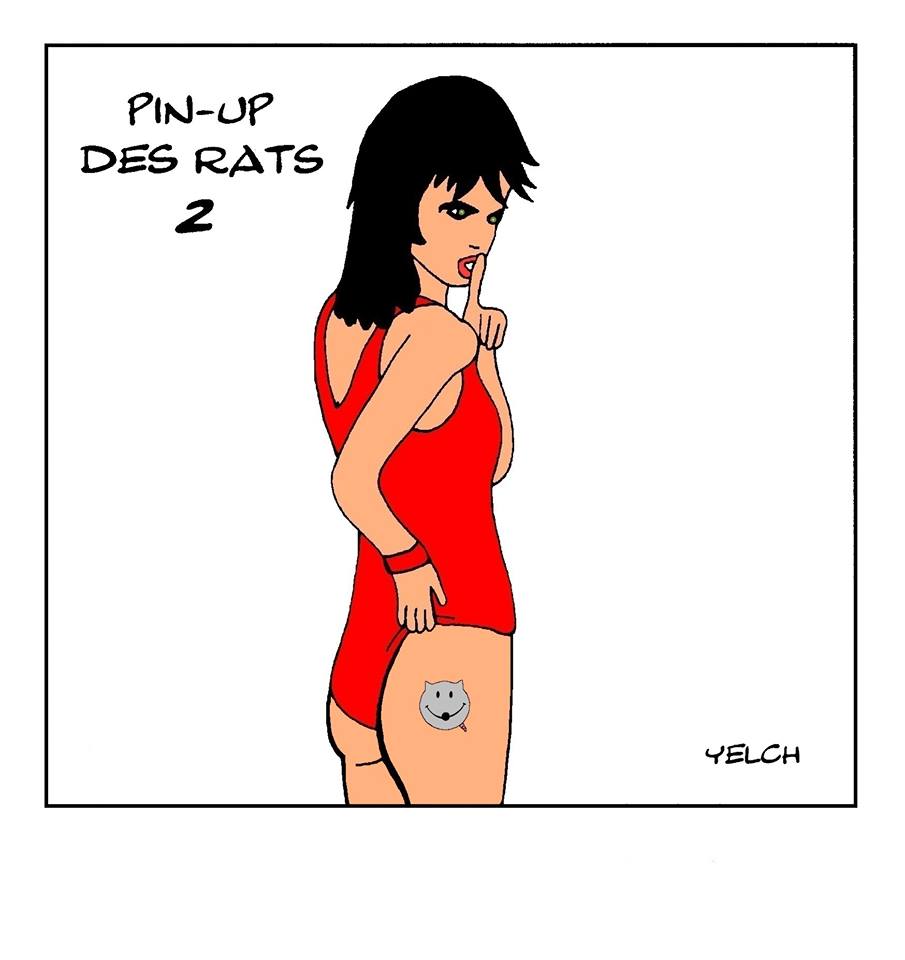 dessin de Yelch sur la pin-up des rats