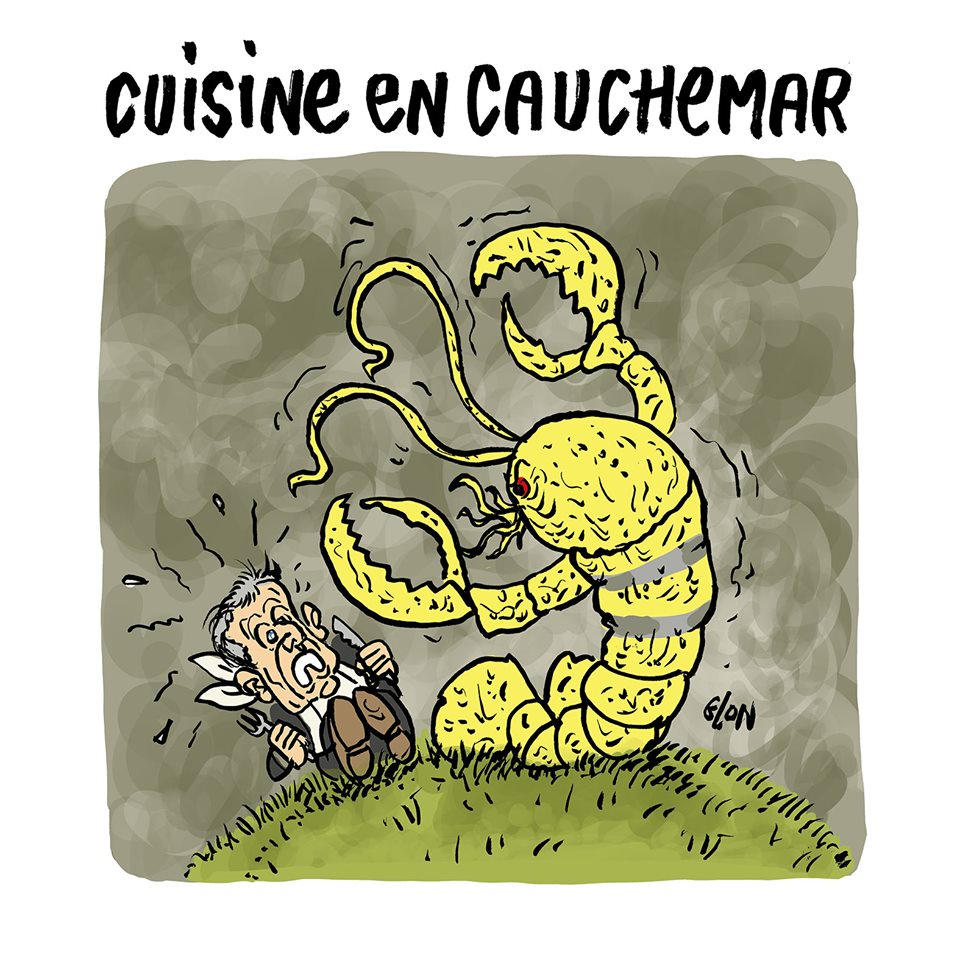 dessin d’actualité humoristique sur le scandale des dîners de François de Rugy