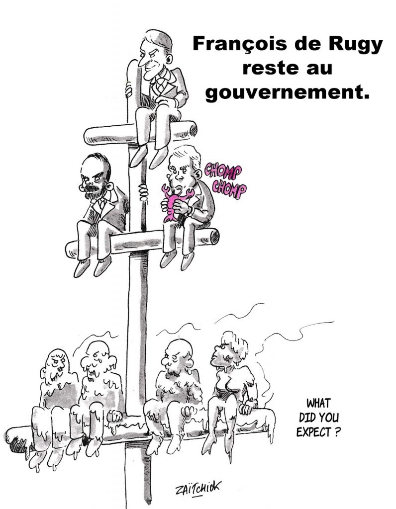 dessin humoristique de Zaïtchick sur les dîners fastueux de François de Rugy