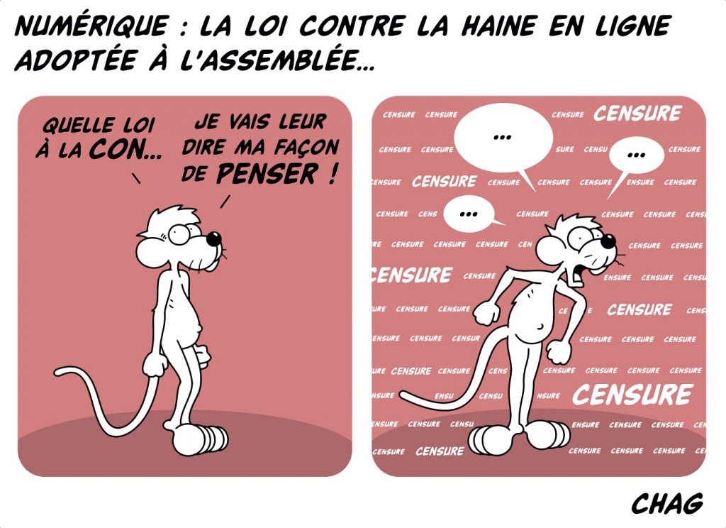 dessin d'humour de Chag sur la loi anti-haine