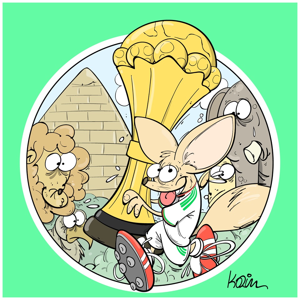 dessin d’actualité humoristique sur la victoire de l’Algérie pour la Coupe d’Afrique des Nations