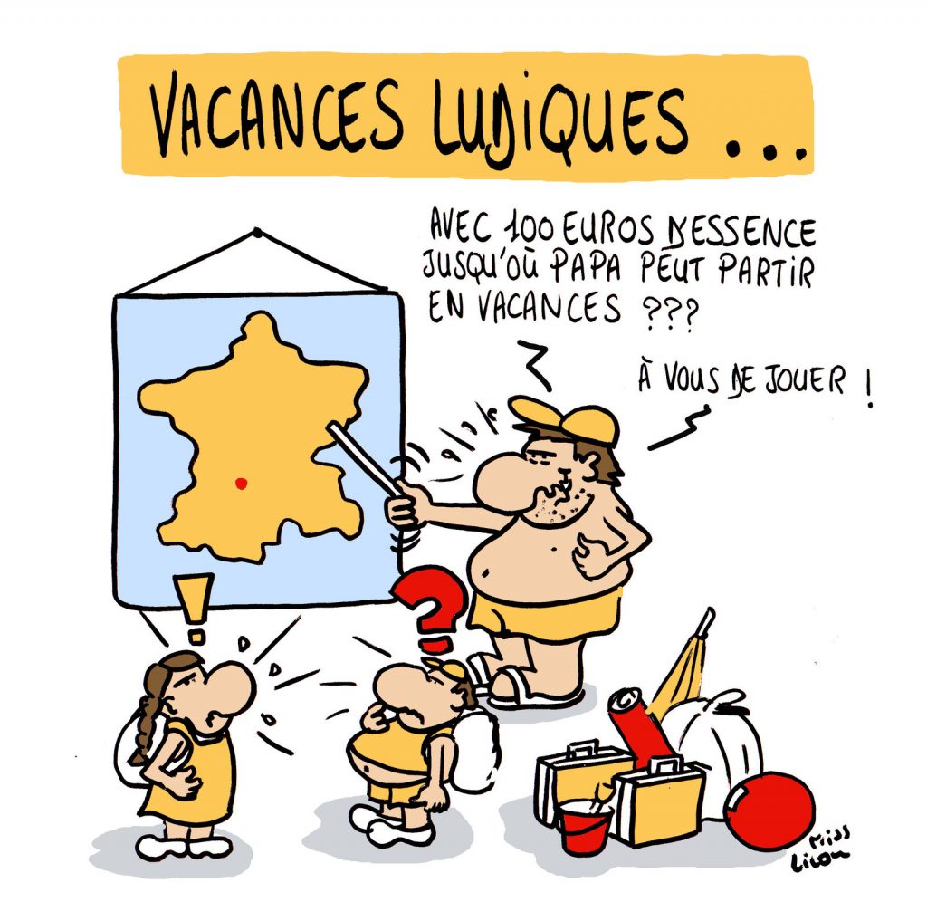 dessin de Miss Lilou sur les départs en vacances d’été