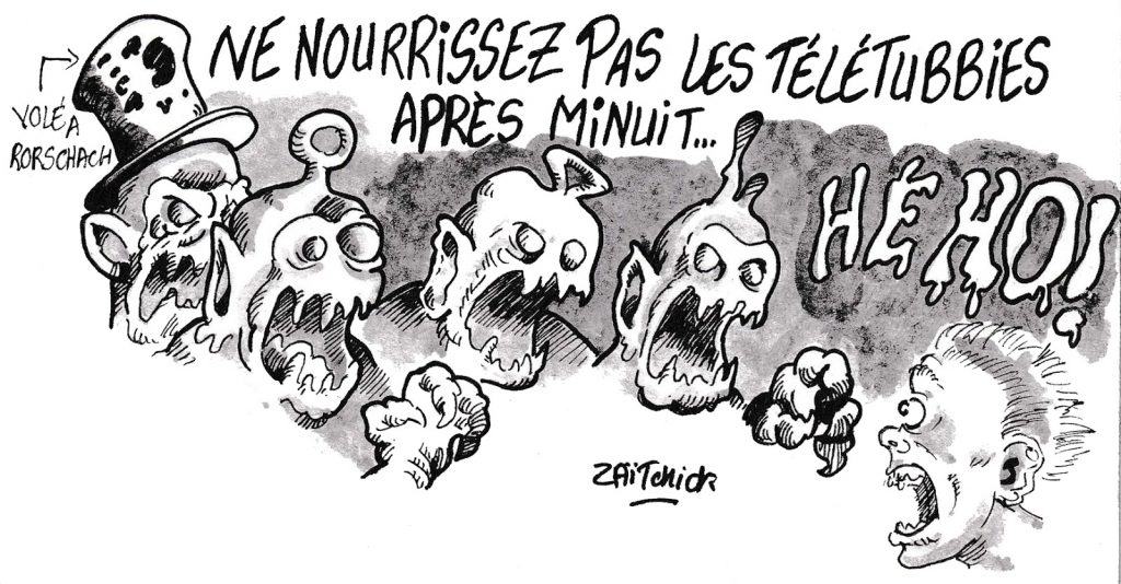 dessin de Zaïtchick sur la canicule et les Télétubbies