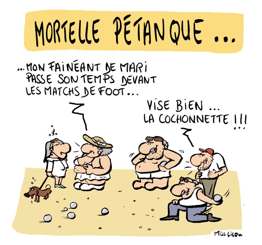 dessin de Miss Lilou sur les parties de pétanque