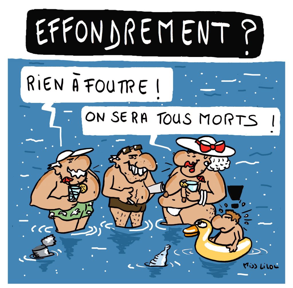 dessin de Miss Lilou sur l’effondrement de la société ou collapsologie