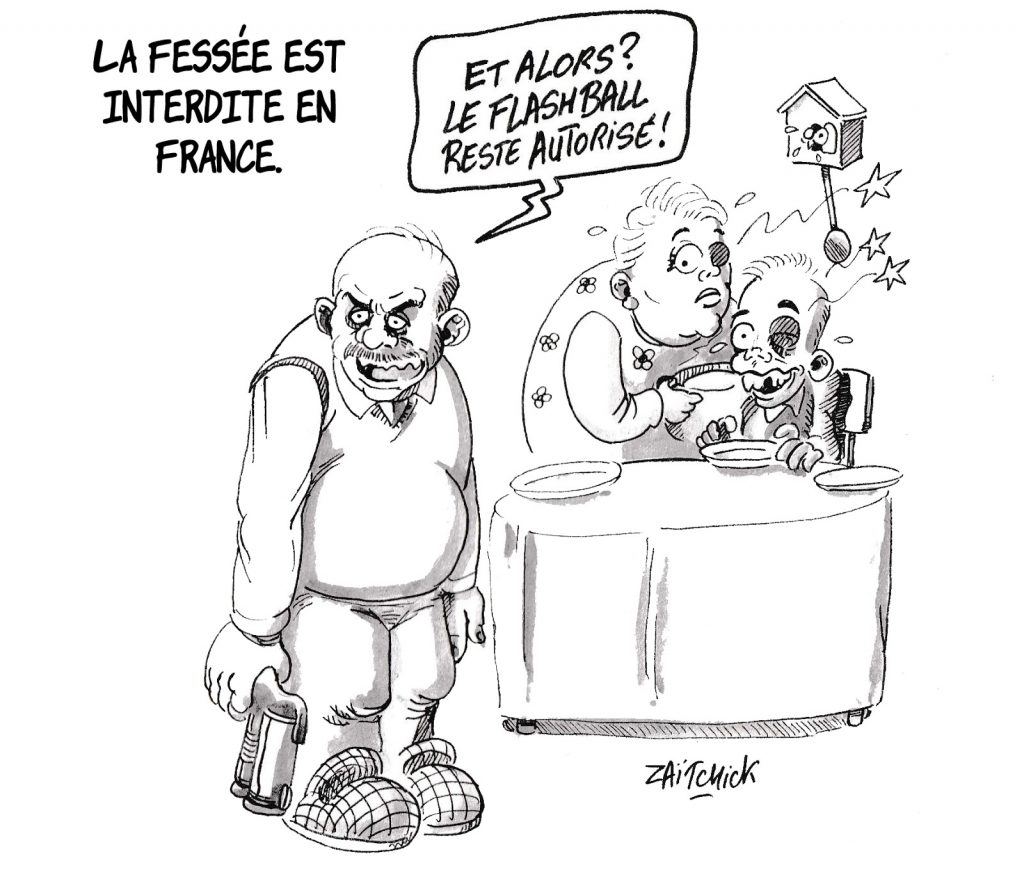 dessin humoristique de Zaïtchick sur l’interdiction de la fessée en France