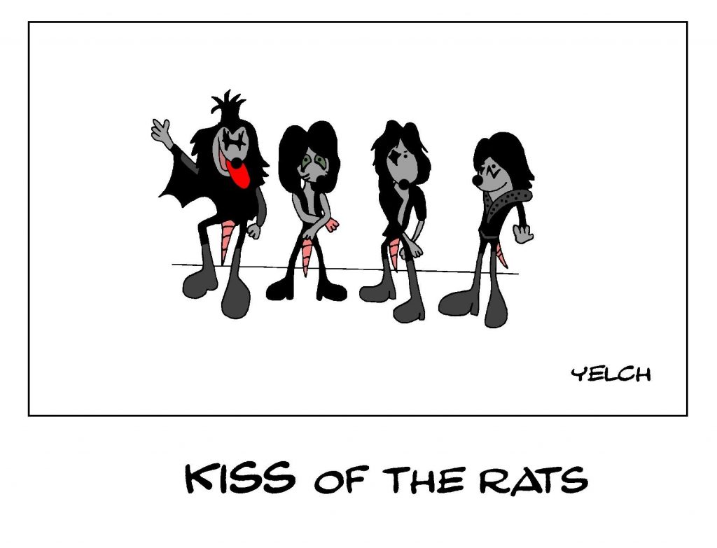 dessin de Yelch sur le groupe de rock américain Kiss