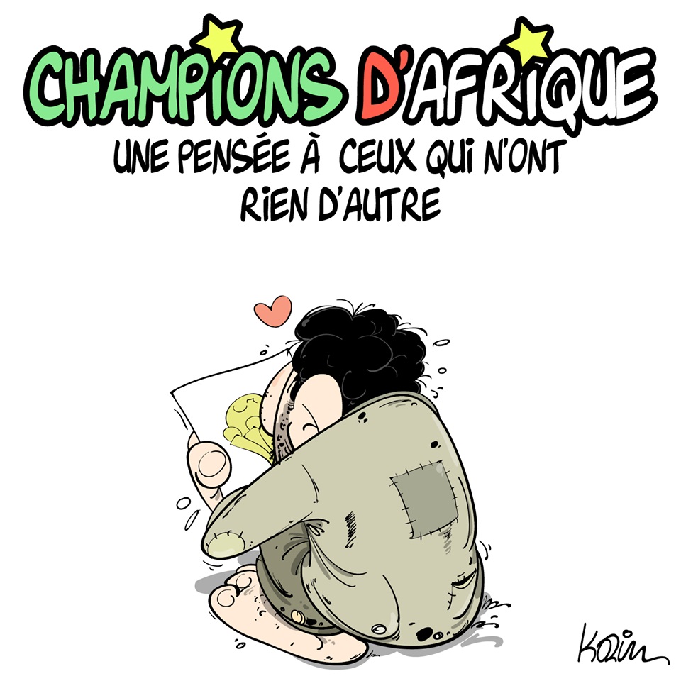 dessin d’actualité humoristique sur la victoire de l’Algérie pour la Coupe d’Afrique des Nations