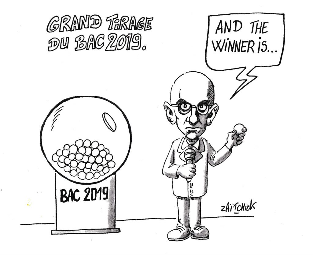 dessin humoristique de Zaïtchick sur les résultats du baccalauréat 2019