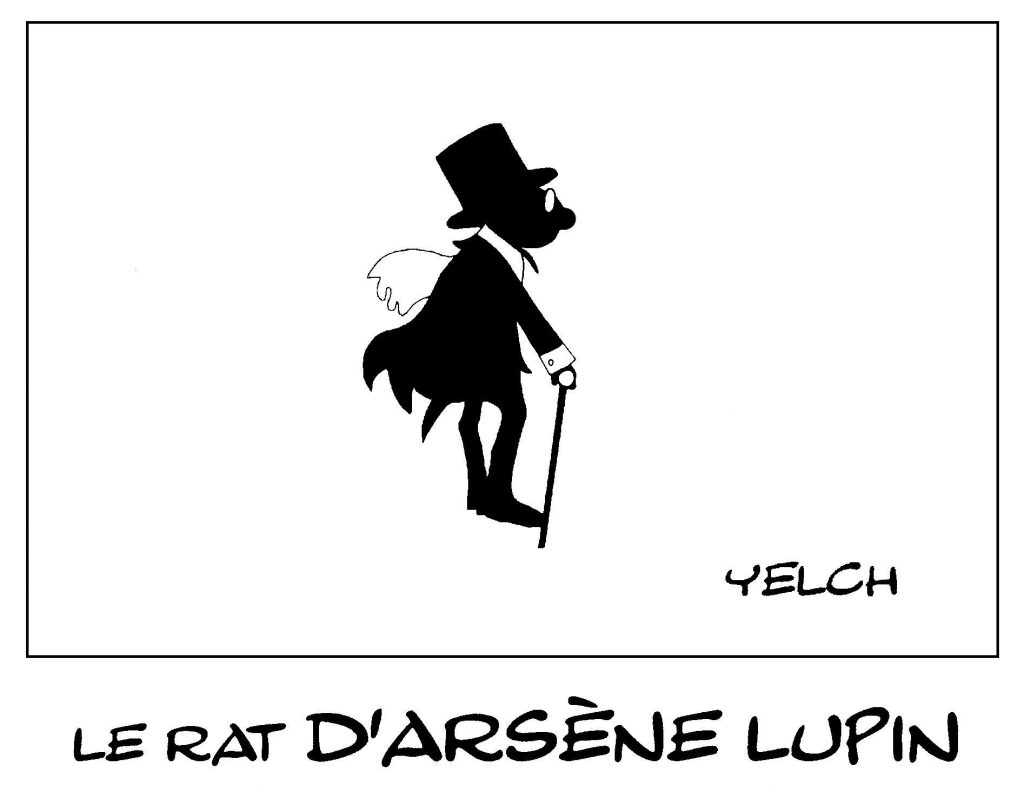 dessin de Yelch sur le personnage d’Arsène Lupin de Maurice Leblanc