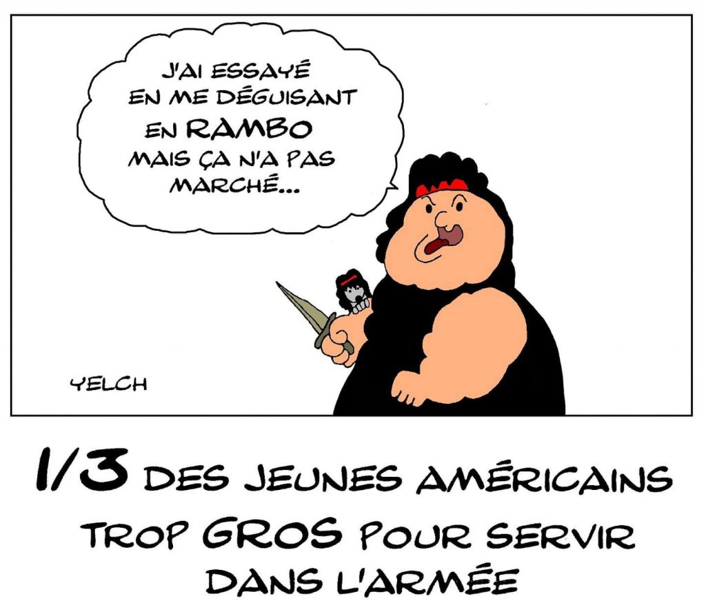 dessin de Yelch sur l’obésité chez les jeunes américains