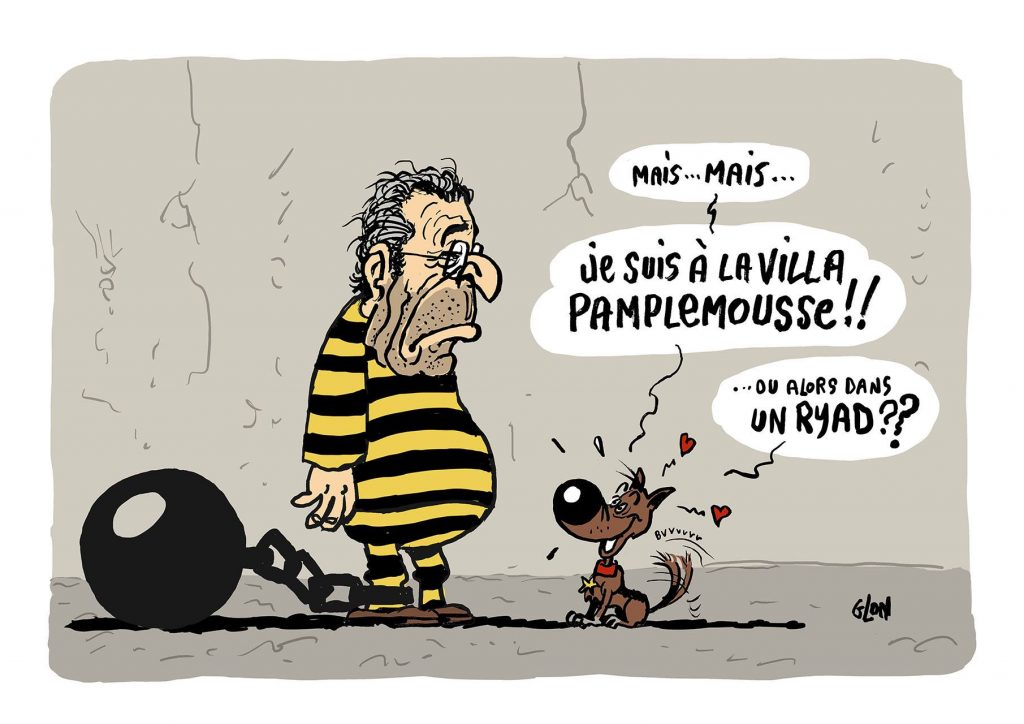 dessin humoristique de Glon sur la condamnation de Patrick Balkany à une peine de prison