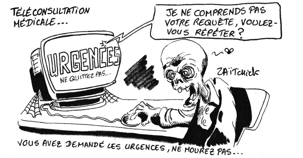 dessin humoristique de Zaïtchick sur les téléconsultations médicales