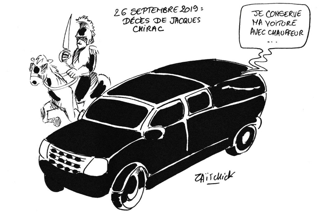 dessin humoristique de Zaïtchick sur la mort de Jacques Chirac