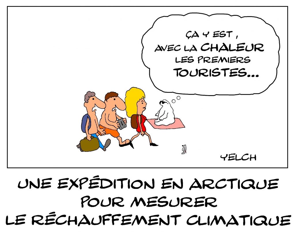 dessin de Yelch sur l’expédition en Arctique pour mesurer le réchauffement climatique